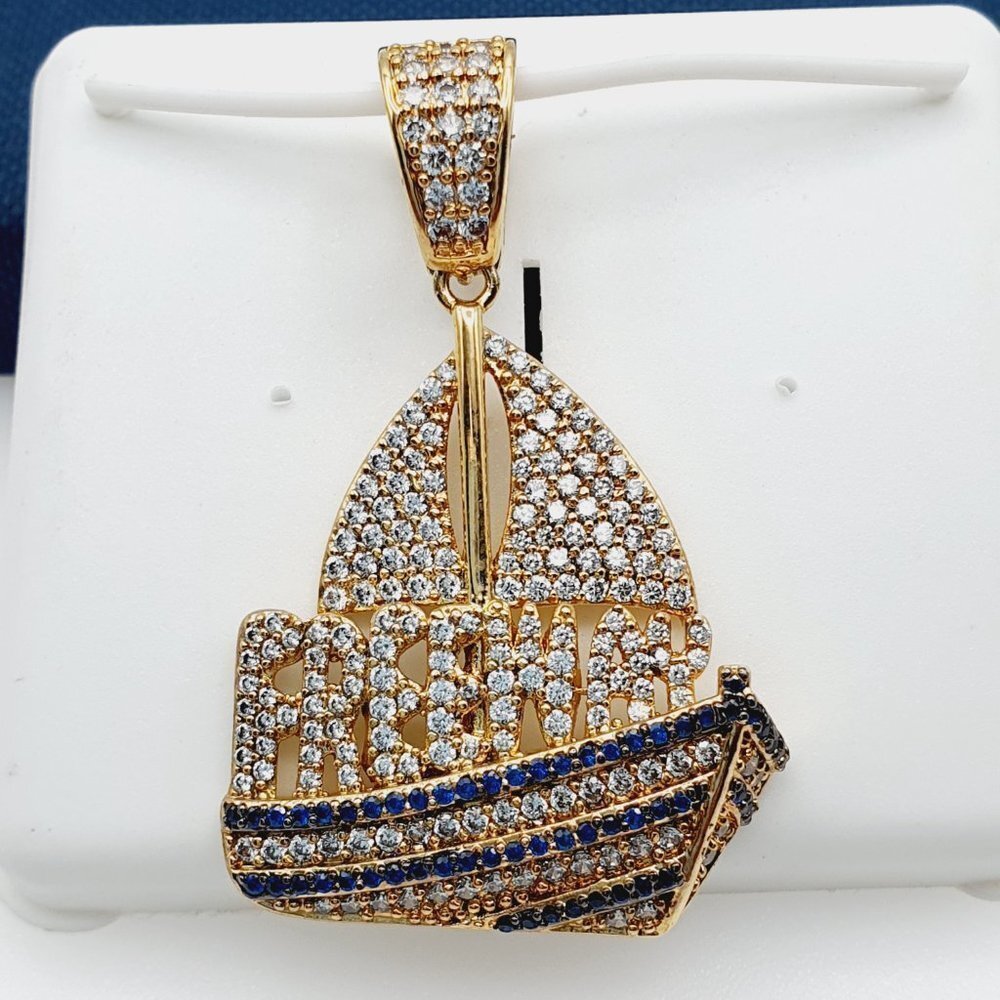 "14K Gold Plated Cubic Zircon Pendant, INUS1BR073